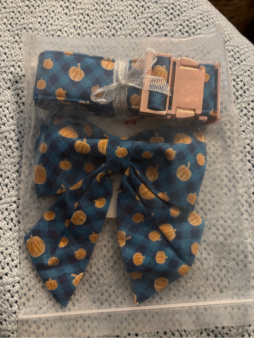 Fall Dog Collar with Bow Tie,Pumpkin